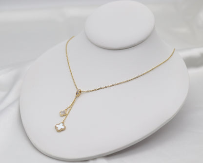 Dainty Dangling Clover Pendants Gold Necklace
