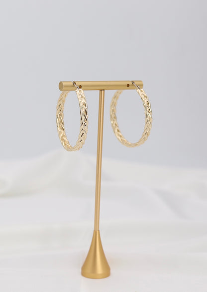 Braided Gold Hoop Earrings – Textured Twist Statement Hoops