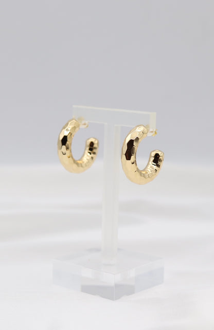 Hammered Gold Petite Hoop Earrings