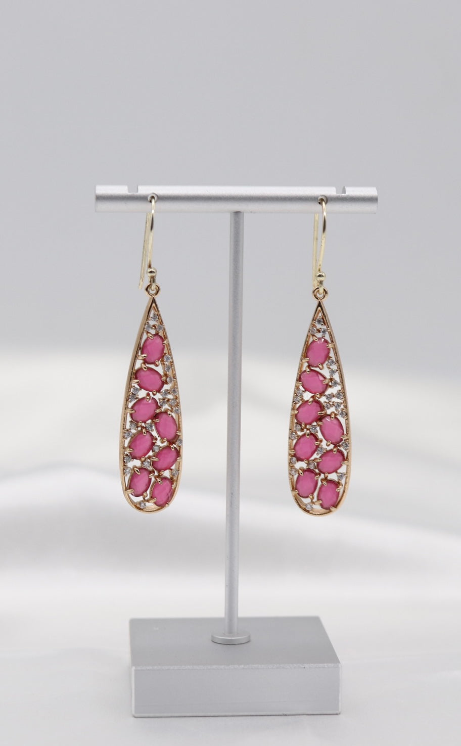 Gold Trim Tourmaline Bezel Set Teardrop Earrings