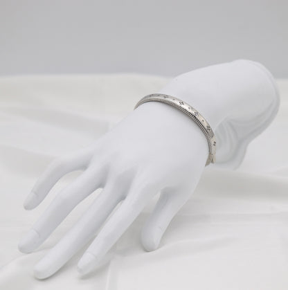 Silver Clover Accent Bangle Bracelet