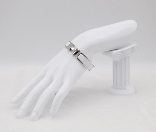 Medium Polished Silver & White Enamel Bracelet