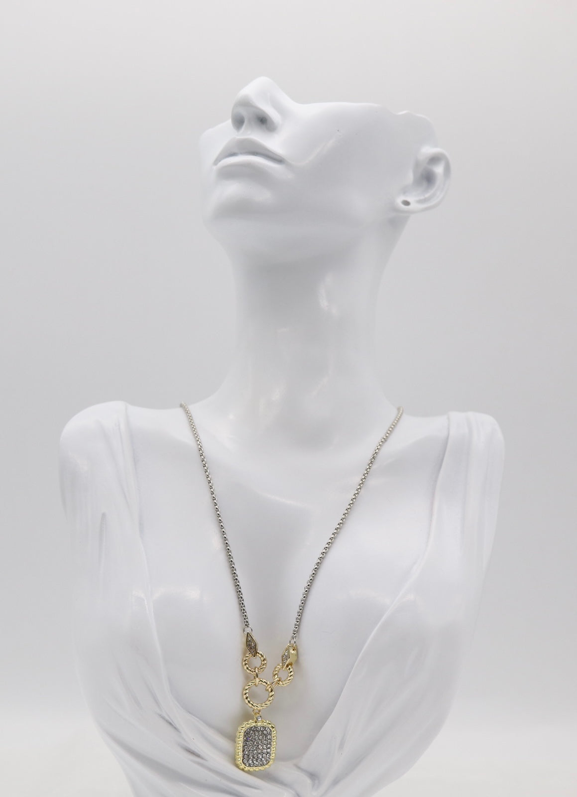 Two-Tone Pendant Necklace with Pave Accents