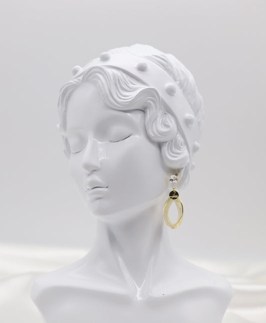 Teardrop Textured Gold Earrings with Crystal Studs