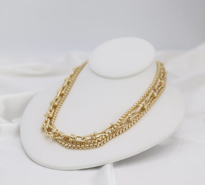 Golden Harmony Multi-Chain Statement Necklace