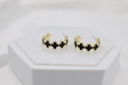 Black Clover Gold Hoop Earrings