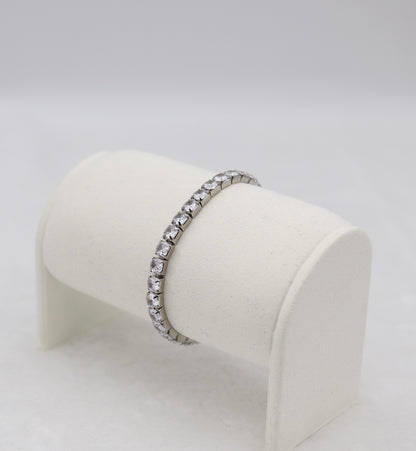 Silver CZ Stretch Tennis Bracelet