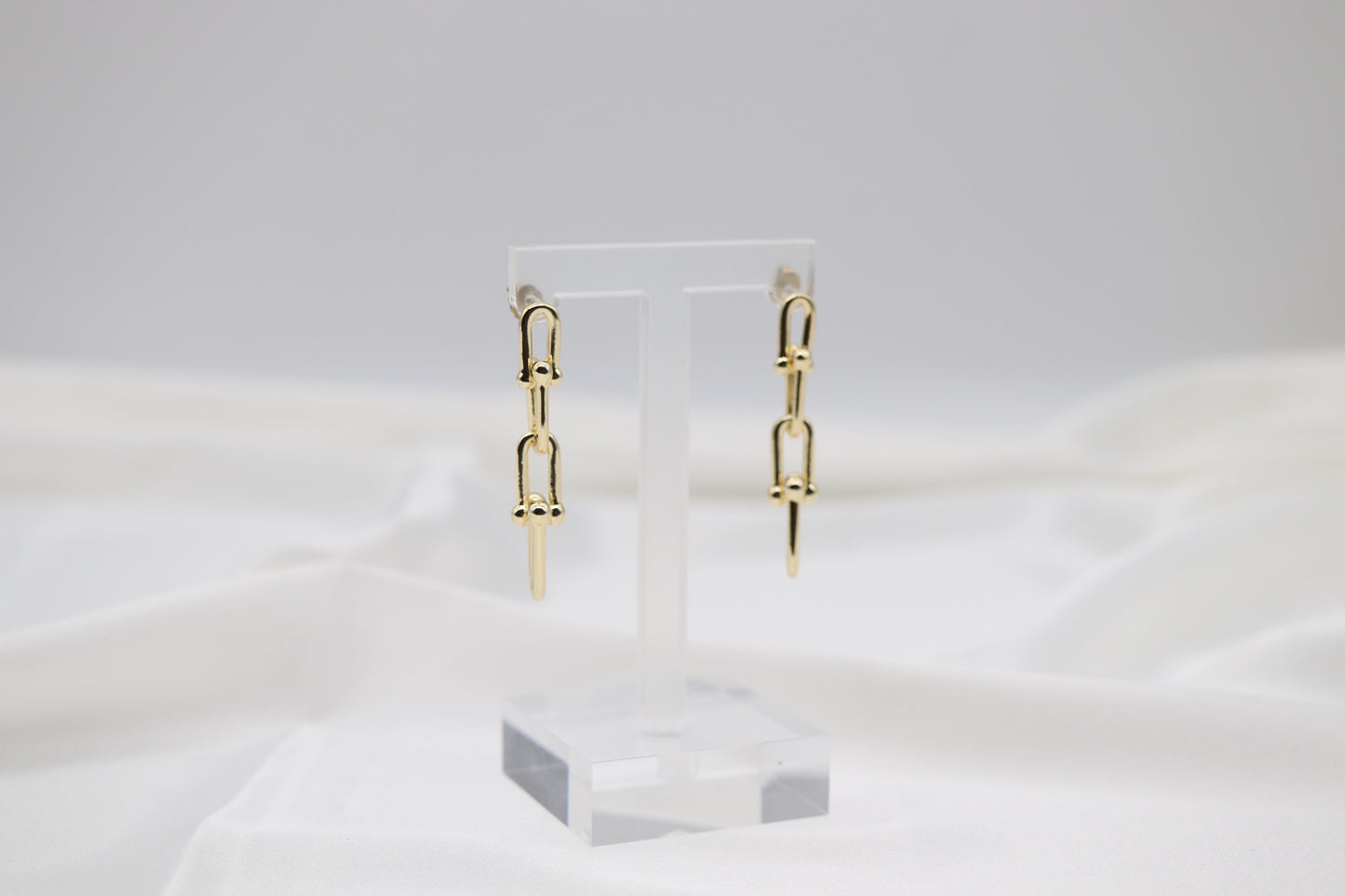 Gold Modern Link Drop Earrings