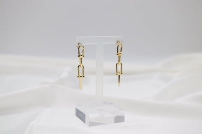 Gold Modern Link Drop Earrings