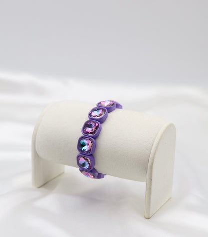 Purple Iridescent Crystal Stretch Statement Bracelet