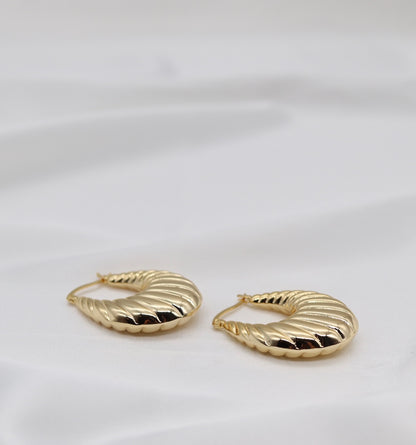 Golden Swirl Statement Hoop Earrings