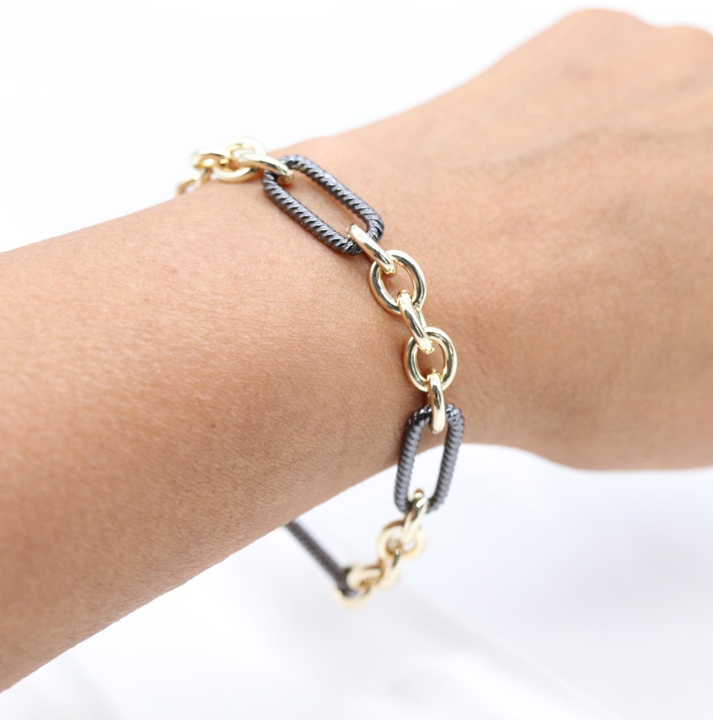 Black Rope Paperclip Toggle Bracelet