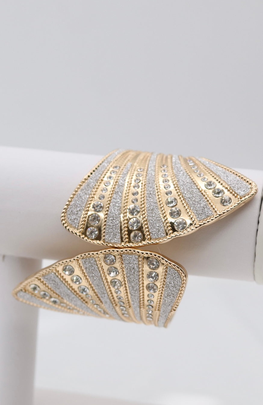 Silver And Gold Cuff CZ Bracelet