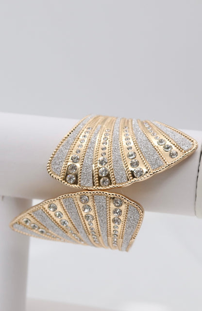 Silver And Gold Cuff CZ Bracelet