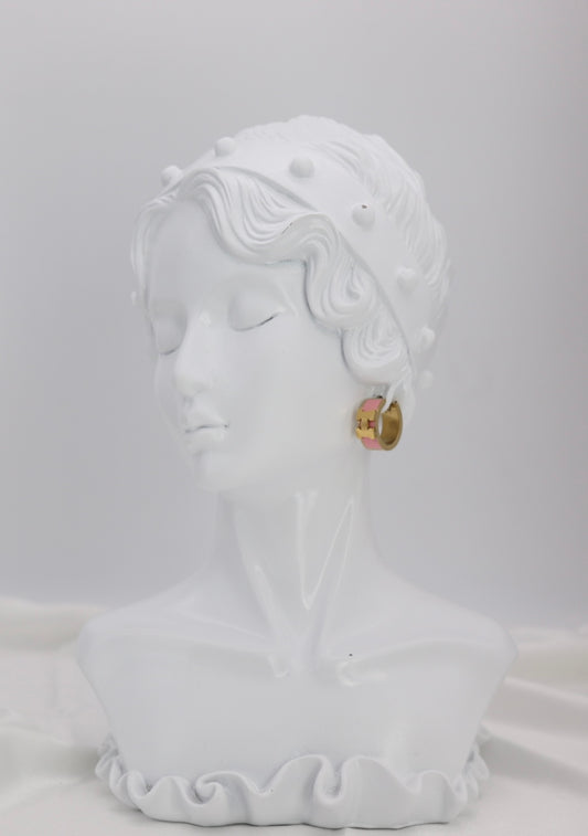 Pink Enamel Gold Huggie Hoop Earrings – Chic Modern Mini Hoops