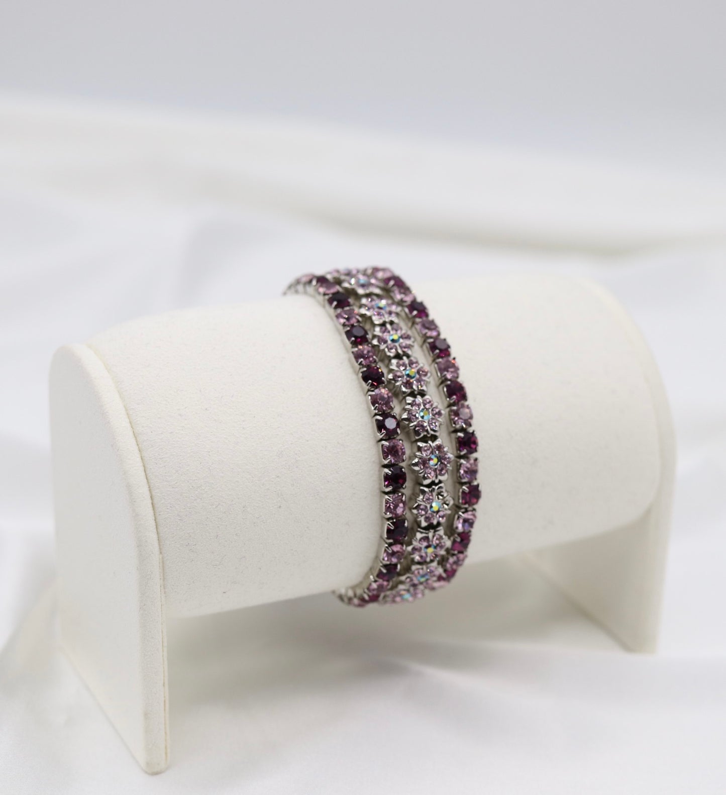 Purple Aurora Crystal Flower Bracelet