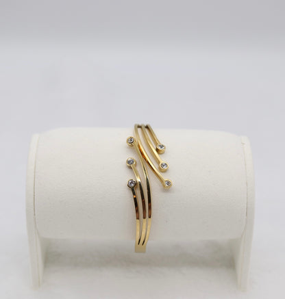 Gold Swirl Crystal Bangle Bracelet – Modern Artistic Jewelry for Women