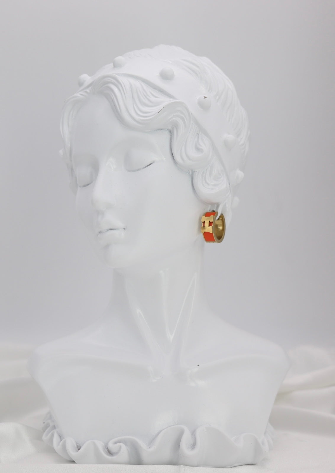 Orange Enamel Gold Huggie Hoop Earrings – Bold Modern Mini Hoops