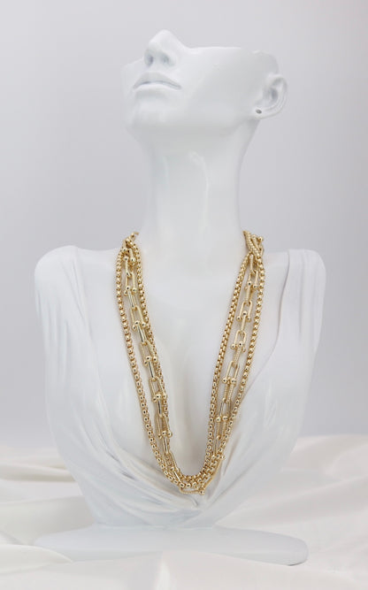Golden Harmony Multi-Chain Statement Necklace