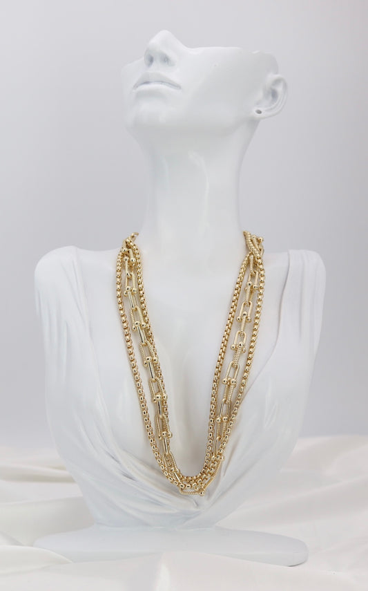 Golden Harmony Multi-Chain Statement Necklace