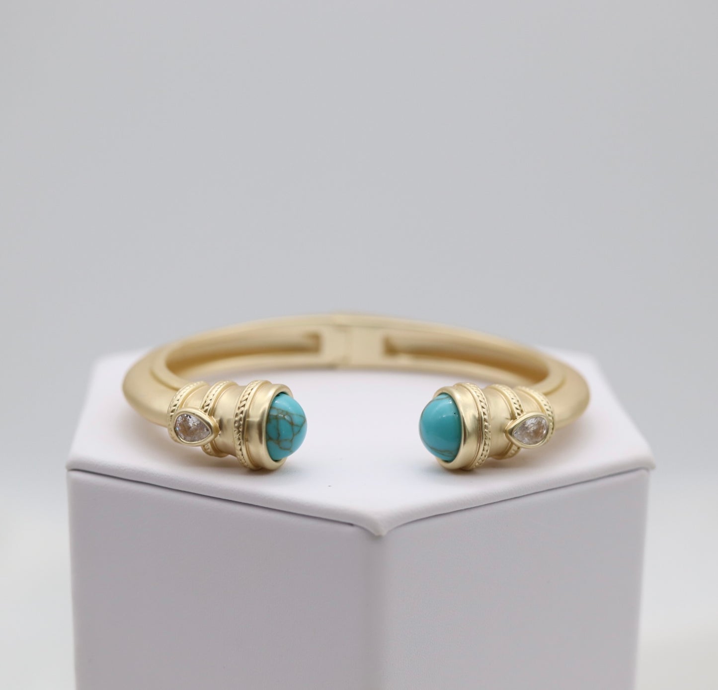 Matte Gold Cuff Bracelet with Turquoise Ends