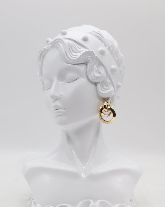 Modern Gold Double Hoop Statement Earrings