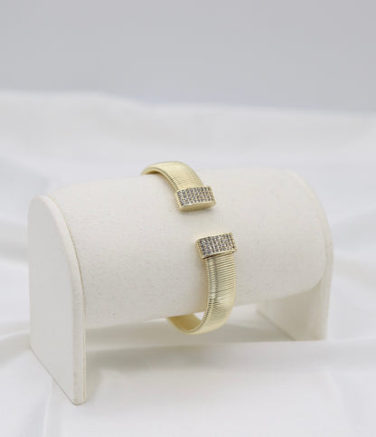 Gold Tubogas Pavé Open Cuff Bracelet