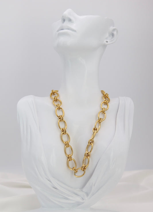 Bold Gold Oval Link Chain Necklace