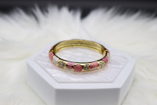 Pink Enamel Bangle Hinged Bracelet