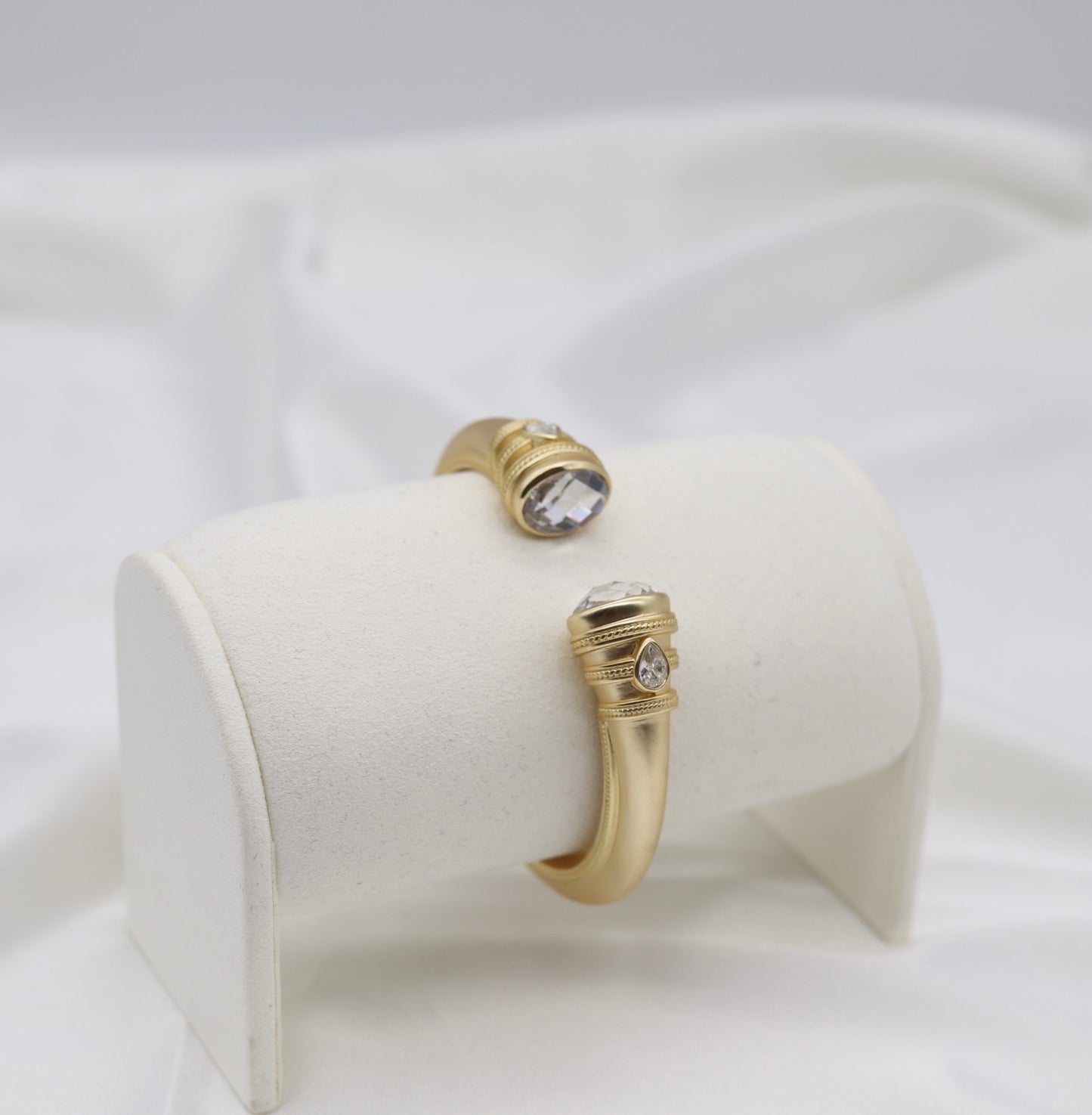Clear Crystal Gold Cuff Bracelet