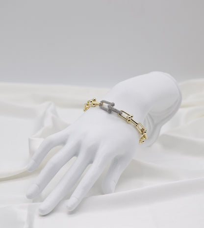 Gold Pavé Link Chain Bracelet