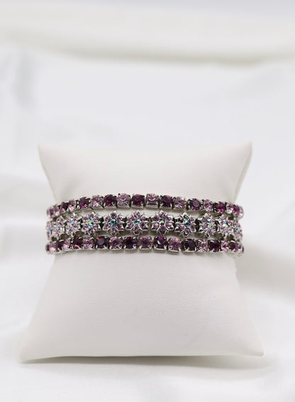 Purple Aurora Crystal Flower Bracelet
