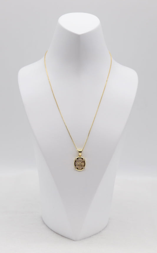 Gold Oval Cross Pendant Necklace – Mother of Pearl & Crystal Accents