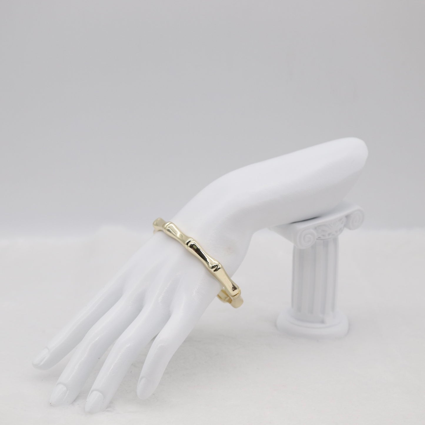 Gold Bamboo-Style Hinged Bangle Bracelet
