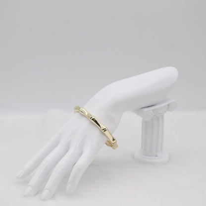 Gold Bamboo-Style Hinged Bangle Bracelet