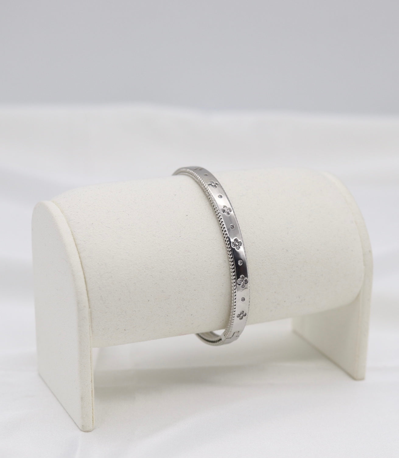 Silver Clover Accent Bangle Bracelet
