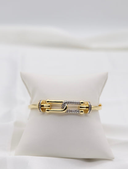 Gold Pavé Hardware Bangle Bracelet – Modern Chic Design