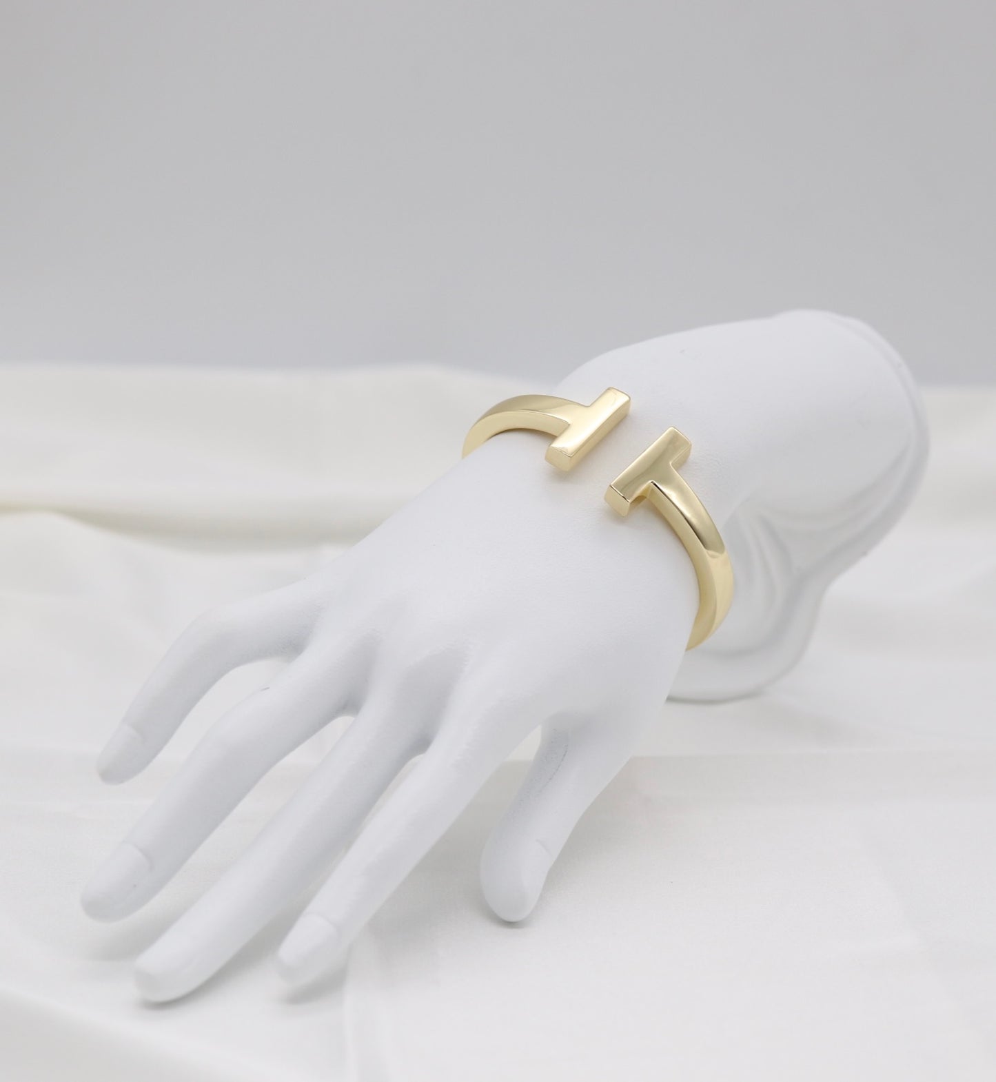 Gold T-Bar Open Cuff Bracelet