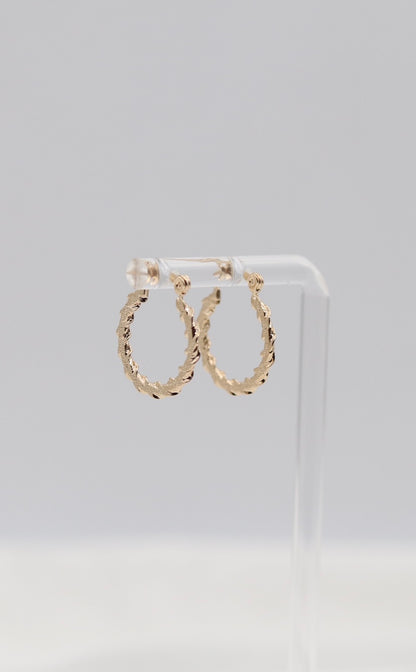 Textured Twist Gold Hoop Earrings