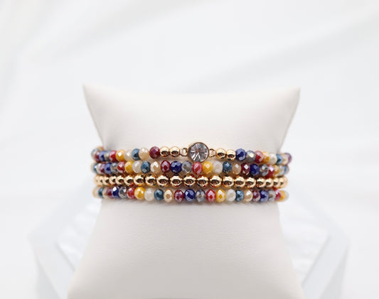 (Copy) Multi Glass Bead Crystal 4 Piece Bracelet Set