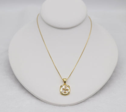 Gold Oval Cross Pendant Necklace – Mother of Pearl & Crystal Accents