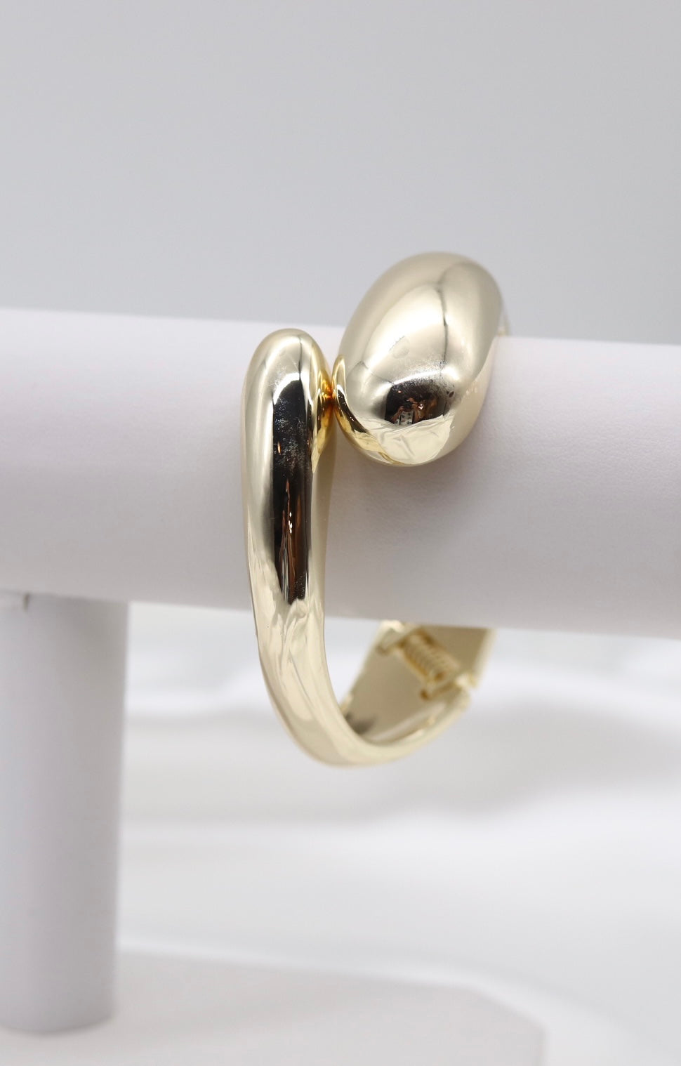 Teardrop Chunky Gold Hinged Cuff Bracelet