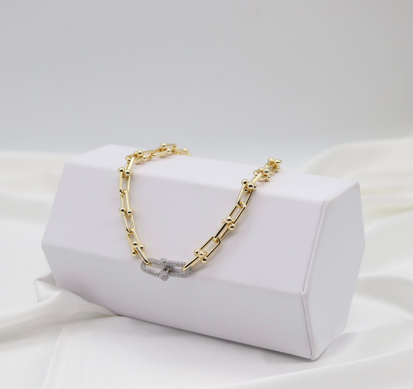 Gold Pavé Link Chain Necklace