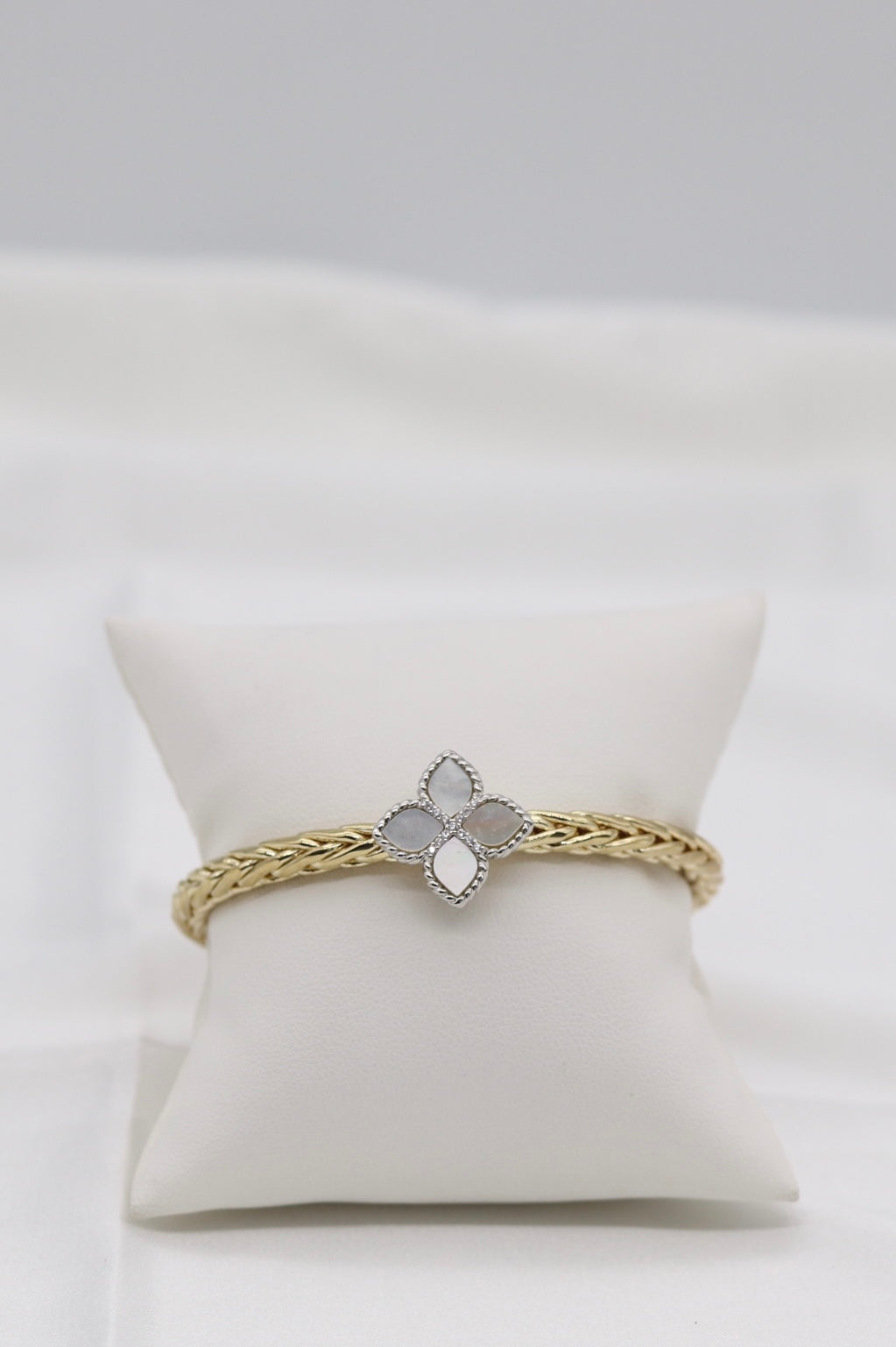 Gold Braided Clover Cuff Bracelet