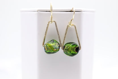 Acrylic Green Bead Earrings