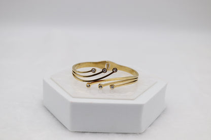 Gold Swirl Crystal Bangle Bracelet – Modern Artistic Jewelry for Women