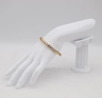 Gold-Tone Cuff Bracelet with Crystal Pavé Bow