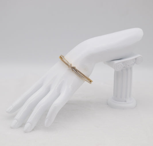 Gold-Tone Cuff Bracelet with Crystal Pavé Bow