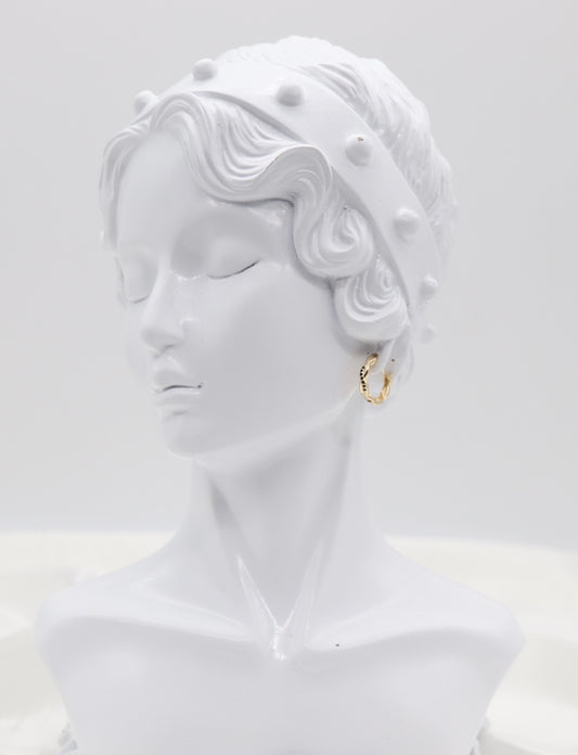 Twisted Gold Ruby Crystal Huggie Earrings