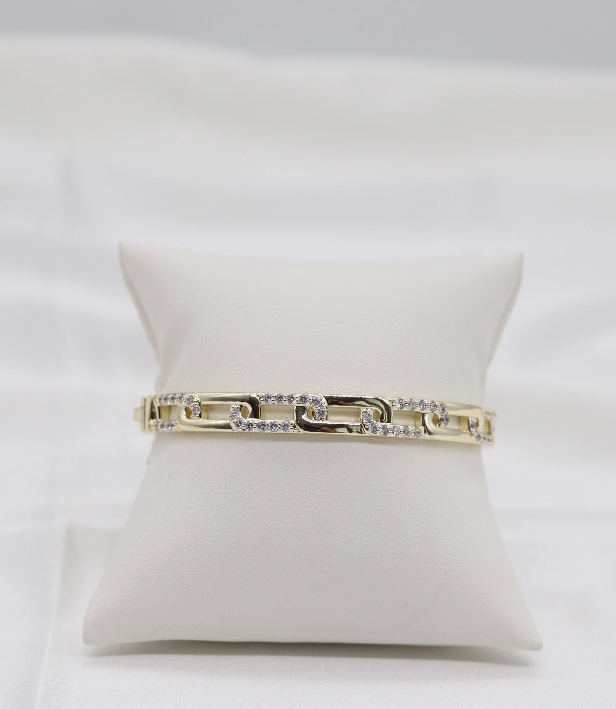 Gold Pavé Link Bangle Bracelet